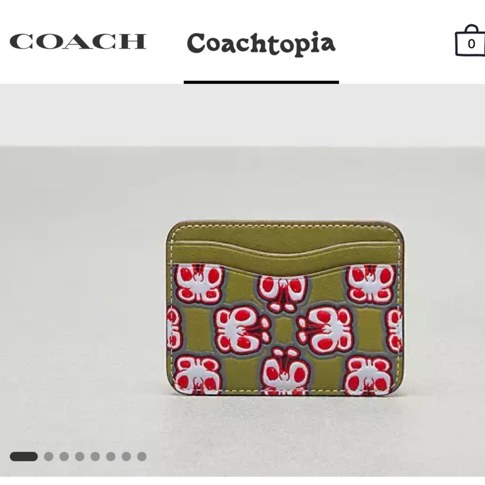 COACH: Wavy Card Case In Coachtopia Leather With Butterfly Print NWT